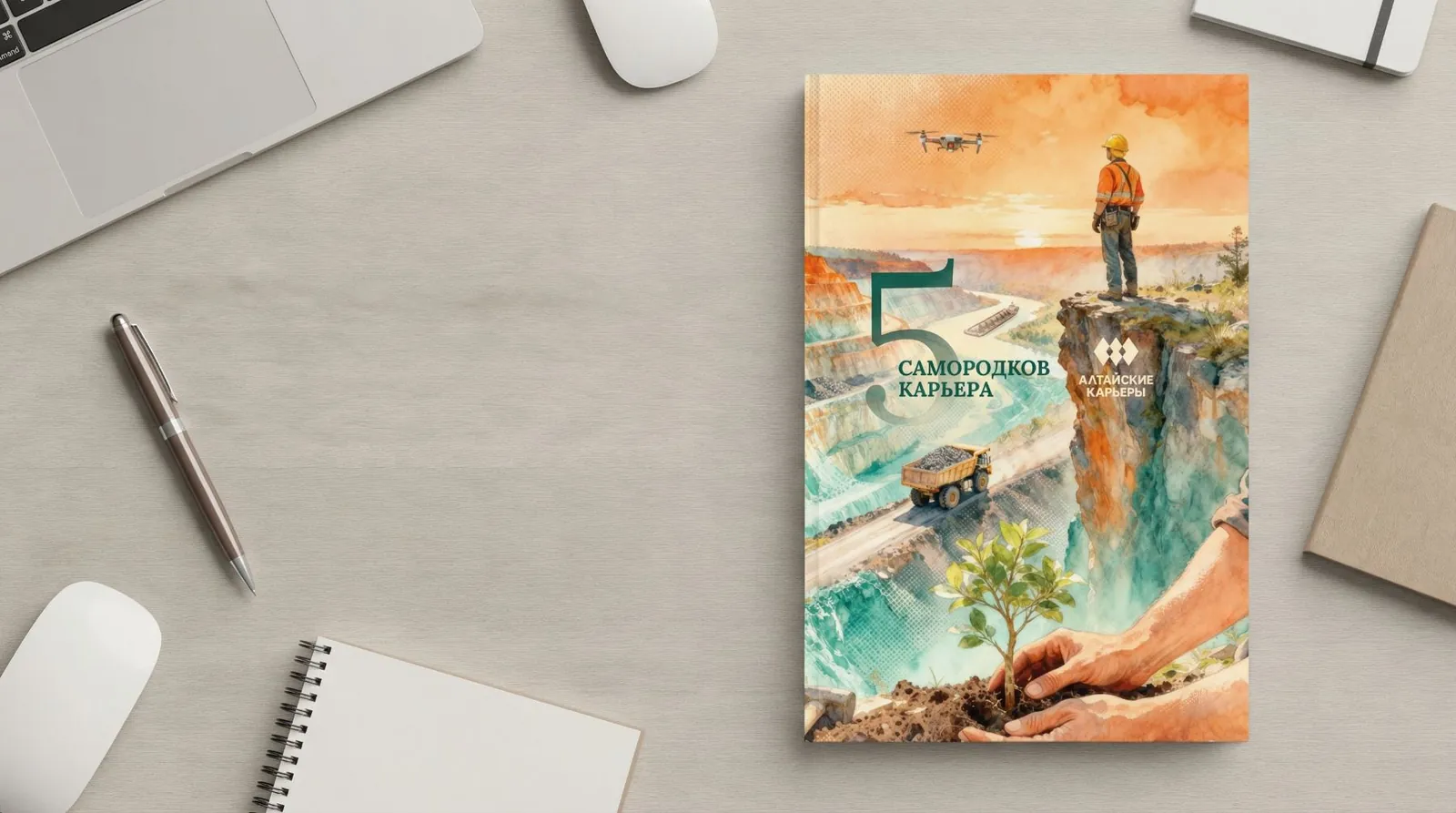Иллюстрация из корпоративной книги бренда: производственный цех в акварели
